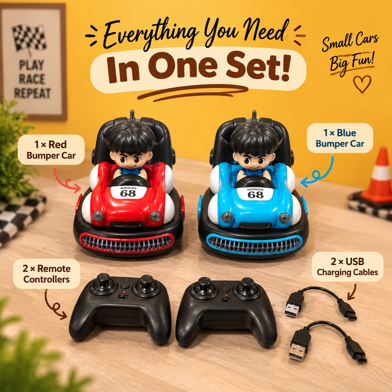 Remote Control Bumper Car Toy for Kids | 2 Player Electric Racing Car