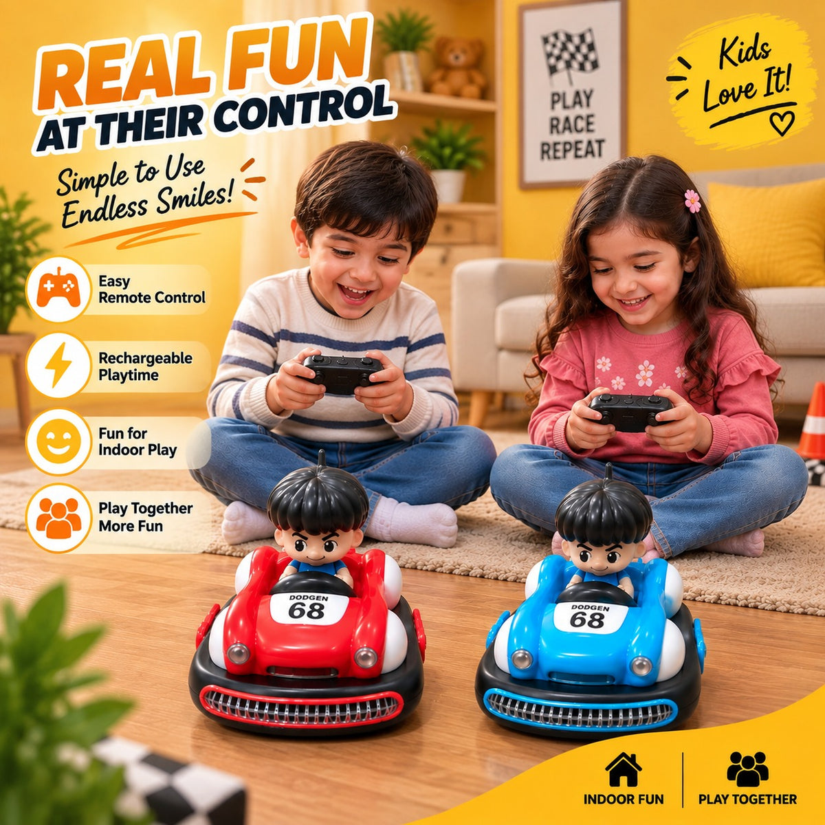 Remote Control Bumper Car Toy for Kids | 2 Player Electric Racing Car