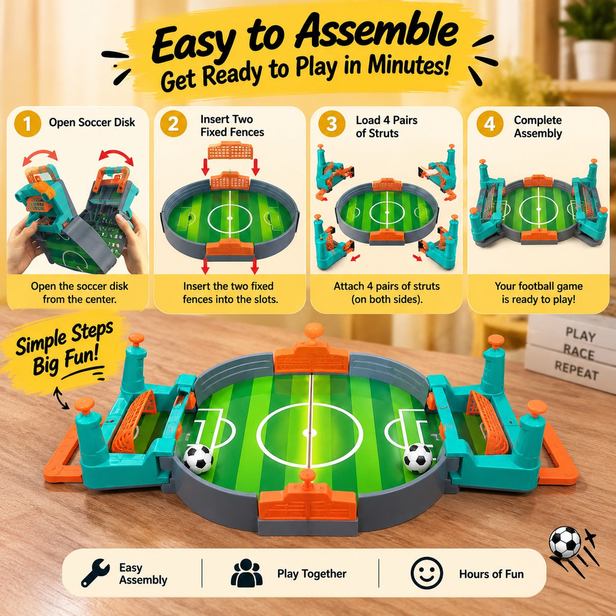 2 Player Tabletop Football Game for Kids – Mini Soccer Board Toy