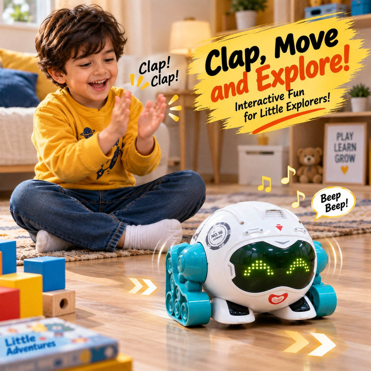 Voice Control Robot Toy for Kids – Dancing, LED Lights & Music