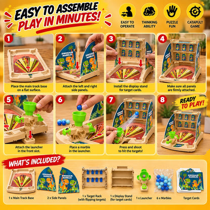 Dinosaur Marble Shooting Game for Kids – Catapult Target Toy