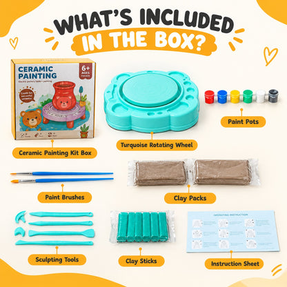 Kids Pottery Wheel Kit | Ceramic Painting & DIY Clay Art Set