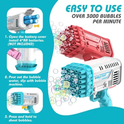 Electric 2-in-1 Rocket Bubble Gun for Kids
