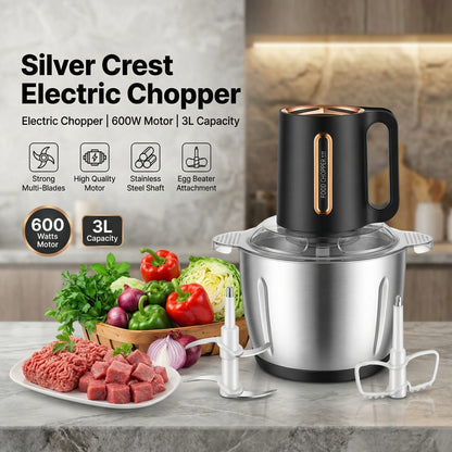 Silver Crest®  3 in 1 Electric + Manual Food Chopper 3 liter 500 Watts