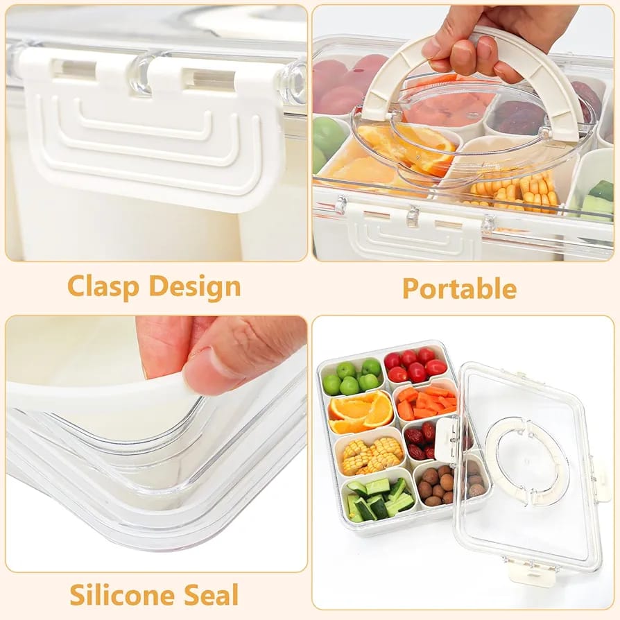 Detachable Dividers Portable Snack & Dry Fruit box.
