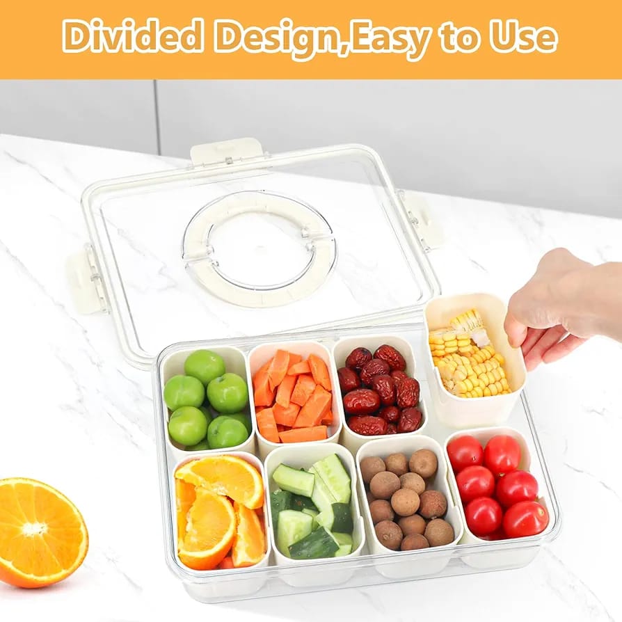 Detachable Dividers Portable Snack & Dry Fruit box.