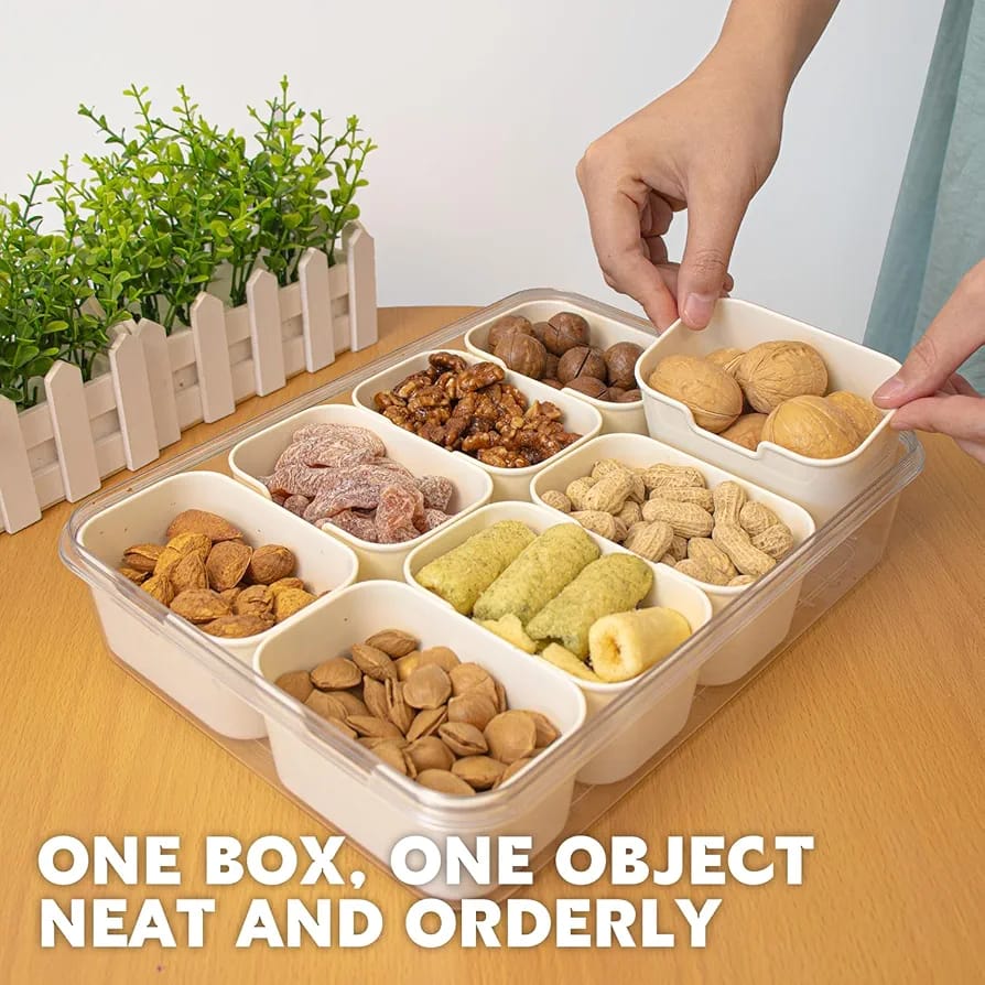 Detachable Dividers Portable Snack & Dry Fruit box.
