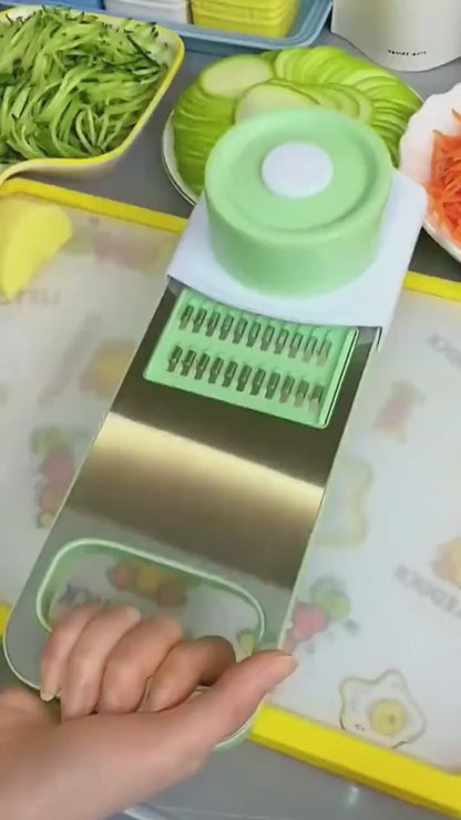5-in-1 Stainless Steel Vegetable Cutter – Multi-Function Slicer, Dicer, and Chopper
