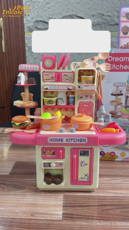 Inbealy® | Kids DIY Dream Kitchen Playset with Lights & Steam